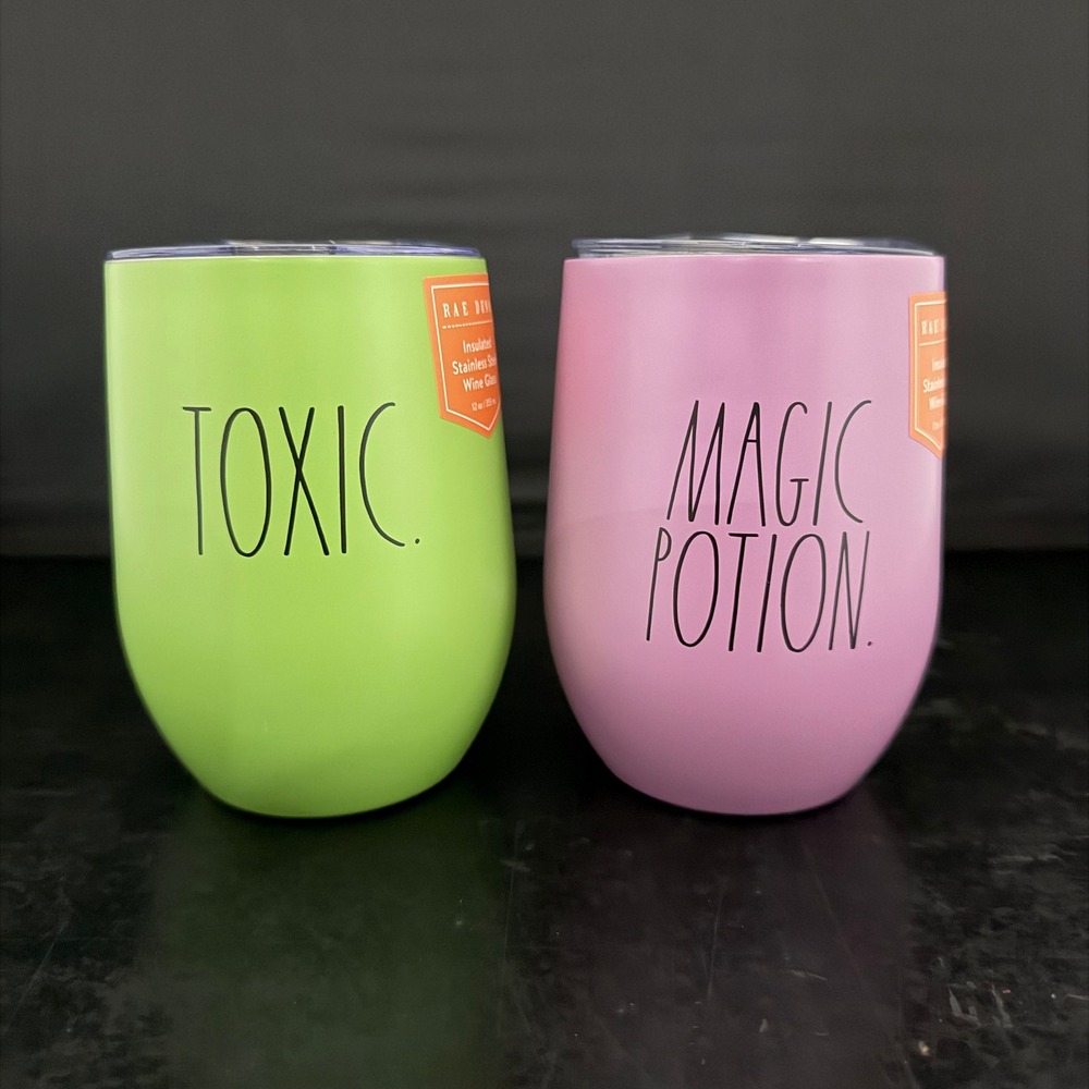 Rae Dunn Halloween Insulated Stainless Steel‎ Wine Glass Set Toxic Magic Potion